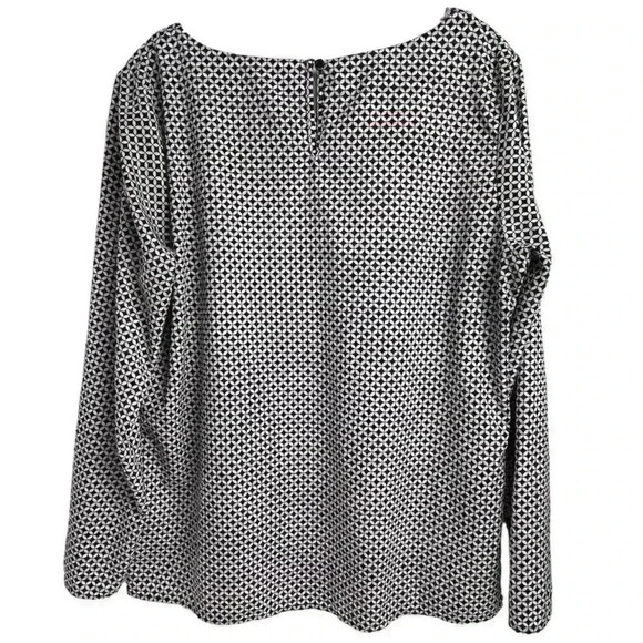 Merona Women's XL Black Pink Geometric Long Sleeve Scoop Neck Blouse - Picture 3 of 11